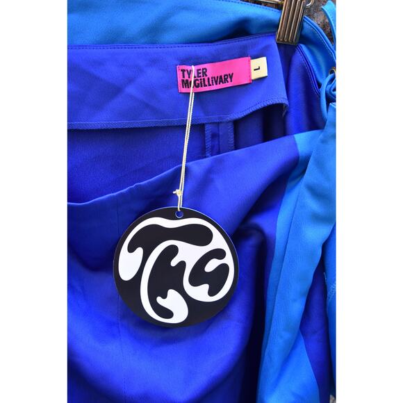 Tyler McGillivary Two-Tone Blue Lace-Up Flare Pants – Size L, NWT - Picture 6 of 6